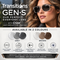 Gens S Transitions Grey or Brown Crizal Anti-Reflective Coating No Rx