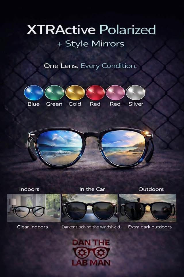 Ultimate Package XtraActive Polarized Transitions W/Style Mirrors! No Rx